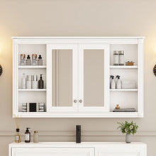 Load image into Gallery viewer, Wall-Mounted Mirror Cabinet With Adjustable Shelf And Open Shelves