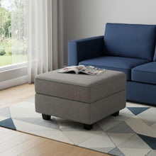 Load image into Gallery viewer, Polyester Blend Storage Ottoman - Light Gray / Black