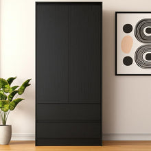Load image into Gallery viewer, 71" Transitional Wood Two Door Two Drawer Combo Dresser - Black
