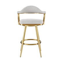 Load image into Gallery viewer, 30" Fabric And Stainless Steel Low Back Height Swivel Bar Chair - Silver And Gold