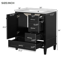 Load image into Gallery viewer, Bathroom Vanity, Modern Bathroom Cabinet With Sink Combo Set, Bathroom Storage Cabinet With A Soft Closing Door And 3 Drawers, Solid Wood Frame