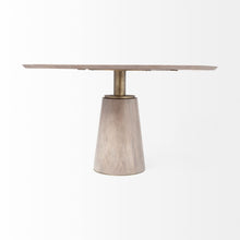 Load image into Gallery viewer, 54" Rounded Solid Wood And Metal Pedestal Base Dining Room Table - Brown