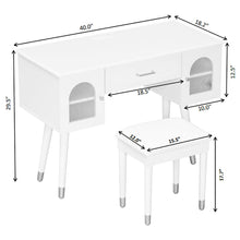 Load image into Gallery viewer, Elegant Vanity Makeup Table & Chair Set Modern Dressing Table With Organizer Writing Desk Charging Port Engineered Wood - White