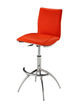 Load image into Gallery viewer, Faux Leather And Metal Low Back Adjustable Height Bar Chairs (Set of 2) - Red And Silver