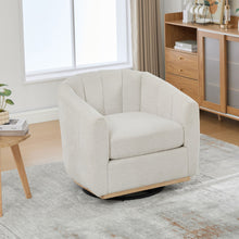 Load image into Gallery viewer, 360 Degrees Swivel Upholstered Barrel Armchair For Living Room - Ivory
