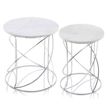 Load image into Gallery viewer, Marble Round End Tables - White