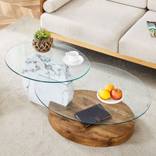 Load image into Gallery viewer, Contemporary Artistic Double Layer Coffee Table, Tempered Glass Top