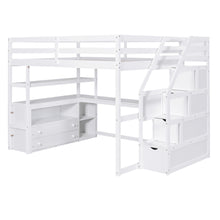 Load image into Gallery viewer, Loft Bed With Desk, Shelves, 2 Drawers, Storage Staircase
