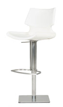 Load image into Gallery viewer, Faux Leather And Steel Swivel Low Back Bar Height Bar Chair - White And Silver
