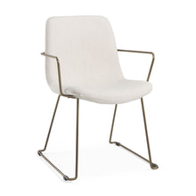Load image into Gallery viewer, Fabric Wood Dining Arm Chair - Beige / Gold