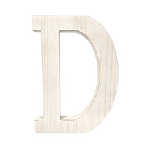 Load image into Gallery viewer, Wash Wooden Initial Letter D Sculpture - White