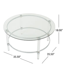 Load image into Gallery viewer, Tempered Glass Round Coffee Table With Four Legs - Clear