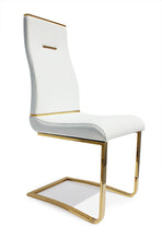 Load image into Gallery viewer, Upholstered Faux Leather Side Chairs For Dining Room (Set of 2) - White / Gold