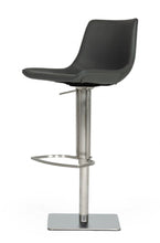 Load image into Gallery viewer, Faux Leather And Stainless Steel Swivel Low Back Bar Height Bar Chair - Gray And Silver