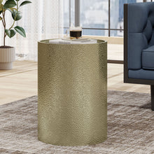 Load image into Gallery viewer, Modern Round Accent Table With Hammered Surface
