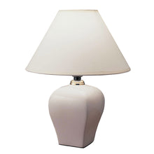Load image into Gallery viewer, Ceramic Bedside Table Lamp With Off-White Shade - White