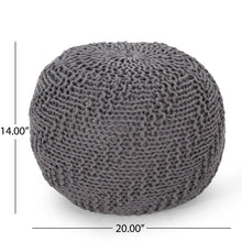 Load image into Gallery viewer, Hazel - Modern Knitted Cotton Yarn Round Pouf With Eco Friendly Pet Fibers - Dark Gray