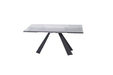 Load image into Gallery viewer, 63" Glass And Metal Drop Leaf Pedestal Base Dining Table - Black