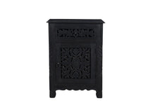 Load image into Gallery viewer, One Drawer Carved Floral Solid Wood Nightstand - Distressed Black