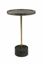 Load image into Gallery viewer, 20" Solid Wood And Marble Round End Table - Black And Brown
