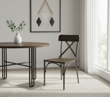 Load image into Gallery viewer, Solid Wood Cross Back Dining Side Chairs (Set of 2) - Brown / Gray
