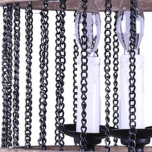 Load image into Gallery viewer, Wood And Metal Cylinder Three Light Dimmable Chandelier - Black / Natural