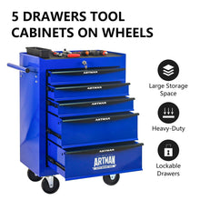 Load image into Gallery viewer, Rolling Metal Tool Chest With Drawers, Steel Storage Cabinet With Ball Bearing Slides