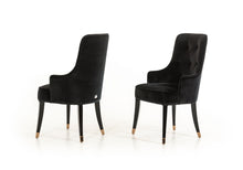Load image into Gallery viewer, Velvet Wing Back Dining Arm Chair - Black
