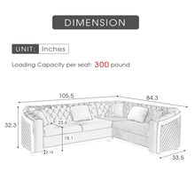 Load image into Gallery viewer, L Shaped Chesterfield Sectional Sofa With Stainless Steel Accents