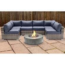 Load image into Gallery viewer, Outdoor 7 Piece Sectional Seating Group With Cushions And Fire Pit - Gray / Navy