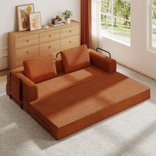 Load image into Gallery viewer, Convertible Sleeper Sofa Bed With Cylindrical Pillow, Fixed Shape Frame