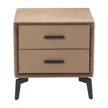 Load image into Gallery viewer, 20" Velvet Wood And Steel End Table With Two Drawers - Brown And Black