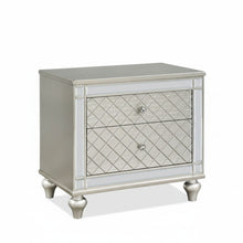 Load image into Gallery viewer, 2 Drawer Nightstand With Diamond Patterned Fronts - Silver