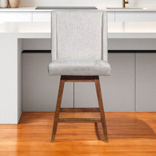 Load image into Gallery viewer, Upholstered And Solid Wood Swivel Counter Height Bar Chair - Beige And Brown