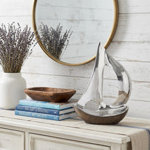 Load image into Gallery viewer, Buffed Sailboat Tabletop Sculpture - Brown / Silver