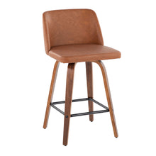Load image into Gallery viewer, Toriano - Mid Century Modern Fixed Height Counter Stool & Square Footrest (Set of 2)