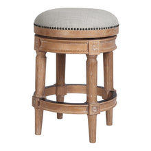 Load image into Gallery viewer, Solid Wood Swivel Backless Counter Height Bar Chair - Pearl Silver And Natural