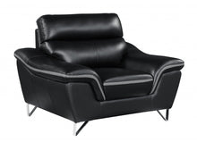 Load image into Gallery viewer, Leather Match Solid Color Pillow Top Arms Silver Legs - Black
