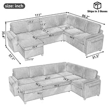 Load image into Gallery viewer, Convertible U-Shaped Sectional Sofa Bed With USB Ports And Storage
