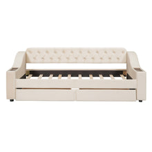 Load image into Gallery viewer, Upholstered Daybed With Storage Armrests And USB Port