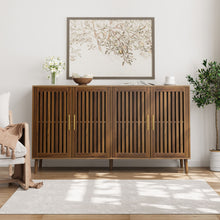 Load image into Gallery viewer, Grille Striped Sideboard Buffet Cabinet With Storage