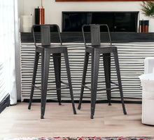 Load image into Gallery viewer, Iron Low Back Bar Height Bar Chairs (Set of 2) - Black