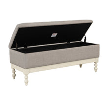 Load image into Gallery viewer, Tufted Storage Bench With Soft Close Lid - Light Gray / Cream