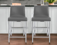 Load image into Gallery viewer, 24" Steel Low Back Counter Height Bar Chairs (Set of 2) - Gray And Silver