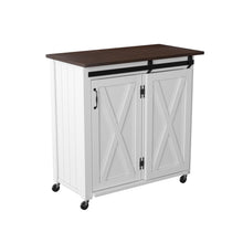 Load image into Gallery viewer, 35" Wood Rolling Kitchen Cart - Dark Brown / White