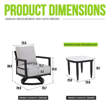 Load image into Gallery viewer, Outdoor Patio Furniture, Chat Set, Sunbrella Cushions And Side Table