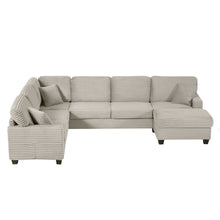 Load image into Gallery viewer, Upholstered U-Shaped Sectional Sofa With Movable Ottoman And Side Storage Pockets