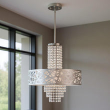Load image into Gallery viewer, 22" Four Light Dimmable Chandelier With Shades - Silver