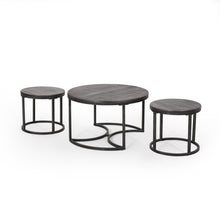 Load image into Gallery viewer, Icebergs - 3 Piece Coffee Table Set With Wood Top And Iron Base - Black / Gray