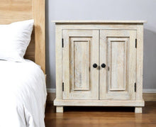 Load image into Gallery viewer, 28" Distressed Solid Wood Nightstand With Storage - White